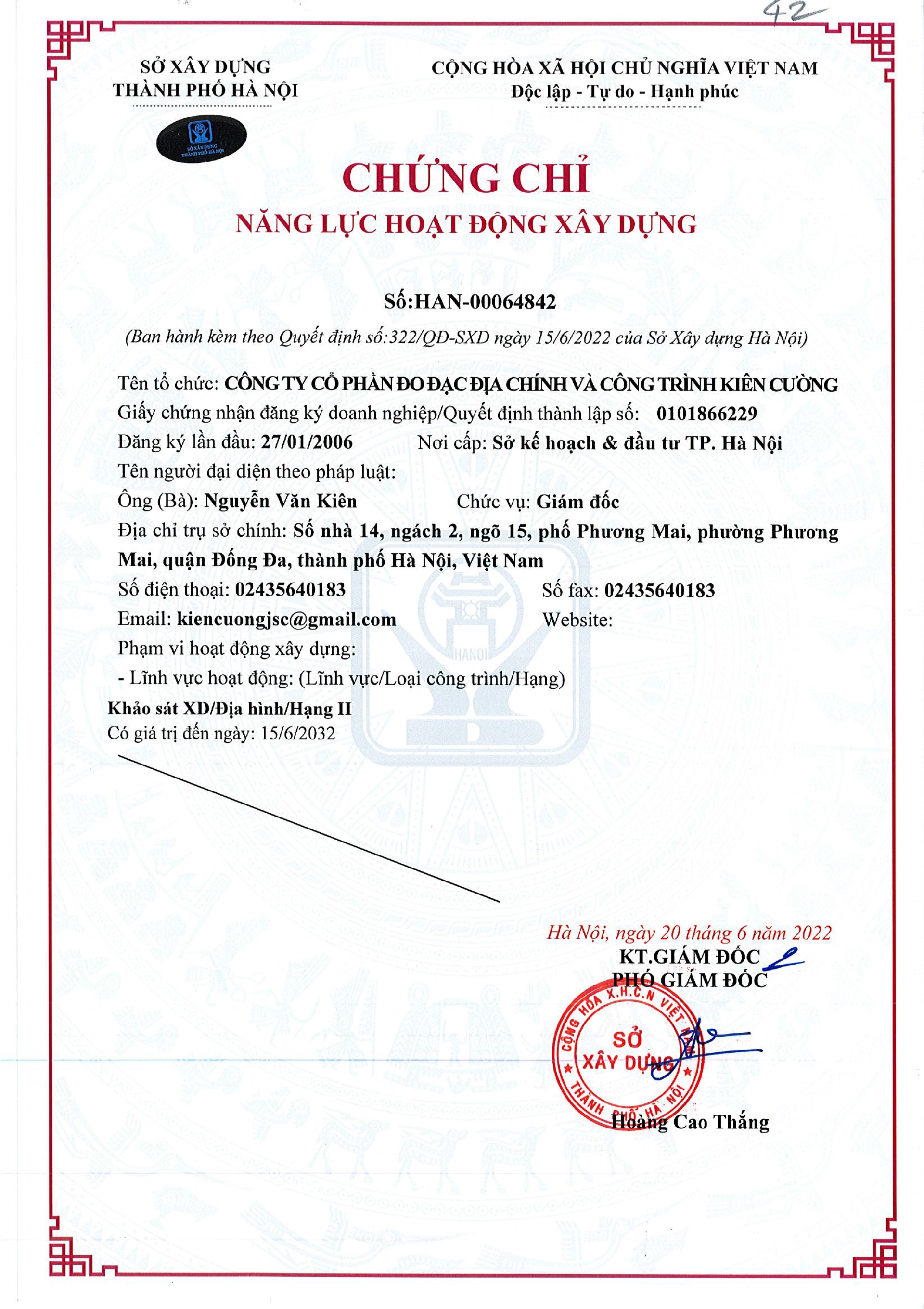 CHỨNG CHỈ NĂNG LỰC HOẠT ĐỘNG